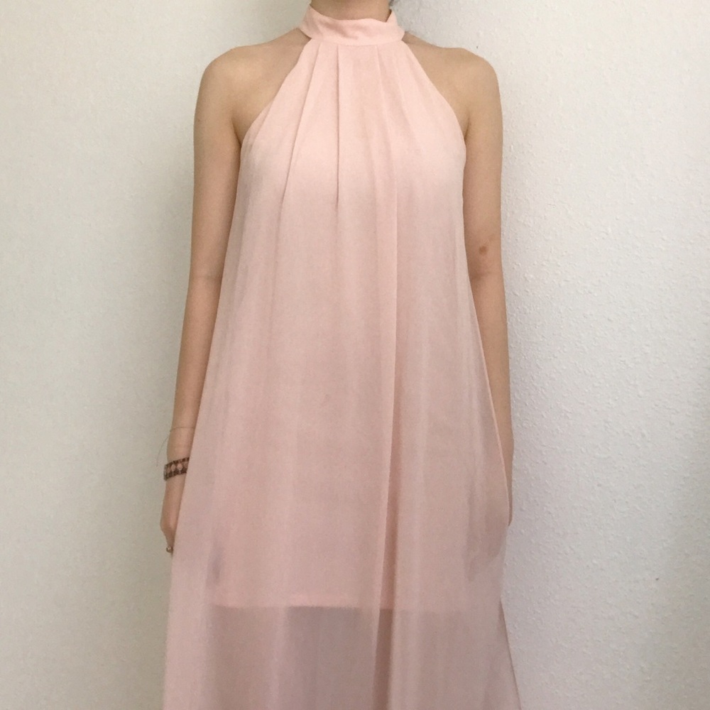 Blush Pink Flowy Midi/Maxi Dress